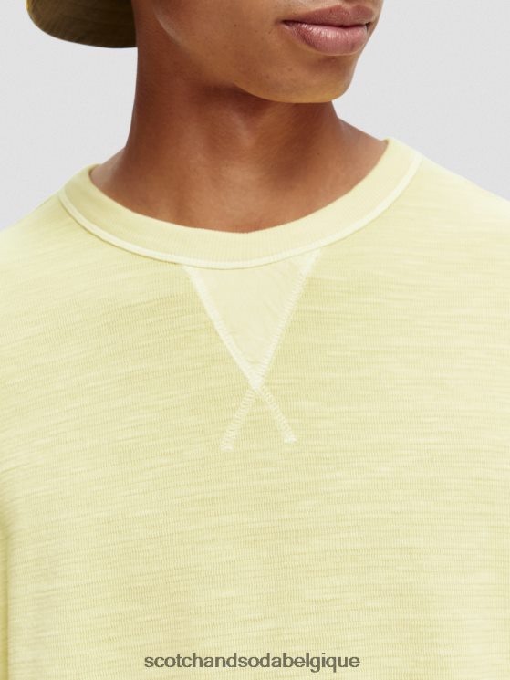 vêtements Scotch & Soda sweat-shirt structuré teint en pièce- Scotch and Soda Belgique jonquille 6BZRBF515