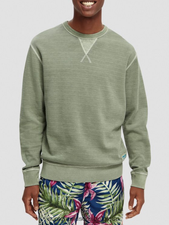 vêtements Scotch & Soda sweat-shirt structuré teint en pièce- Scotch and Soda Bruxelles kaki 6BZRBF516
