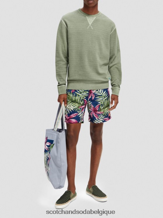 vêtements Scotch & Soda sweat-shirt structuré teint en pièce- Scotch and Soda Bruxelles kaki 6BZRBF516