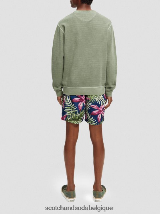 vêtements Scotch & Soda sweat-shirt structuré teint en pièce- Scotch and Soda Bruxelles kaki 6BZRBF516