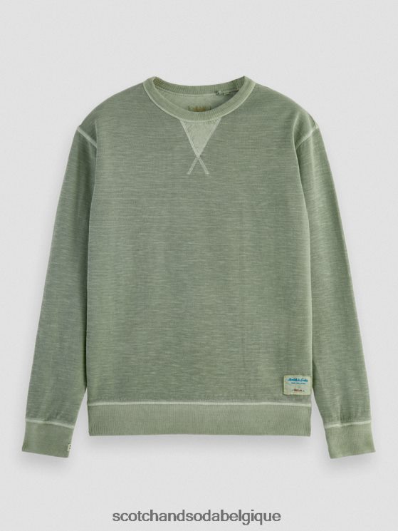 vêtements Scotch & Soda sweat-shirt structuré teint en pièce- Scotch and Soda Bruxelles kaki 6BZRBF516