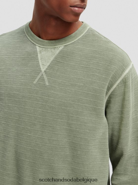 vêtements Scotch & Soda sweat-shirt structuré teint en pièce- Scotch and Soda Bruxelles kaki 6BZRBF516