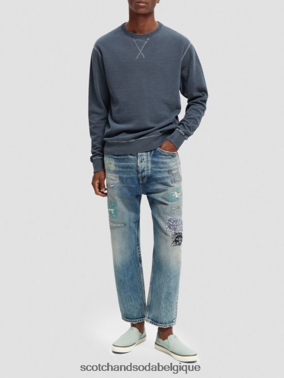 vêtements Scotch & Soda sweat-shirt structuré teint en pièce- Scotch and Soda Namur nuit 6BZRBF517