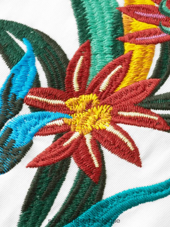 vêtements Scotch & Soda T-shirt coupe décontractée à fleurs brodées- Scotch and Soda Belgique blanc 6BZRBF353