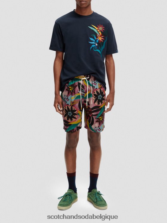 vêtements Scotch & Soda T-shirt coupe décontractée à fleurs brodées- Scotch and Soda outlet nuit 6BZRBF352