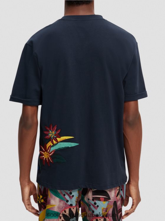 vêtements Scotch & Soda T-shirt coupe décontractée à fleurs brodées- Scotch and Soda outlet nuit 6BZRBF352