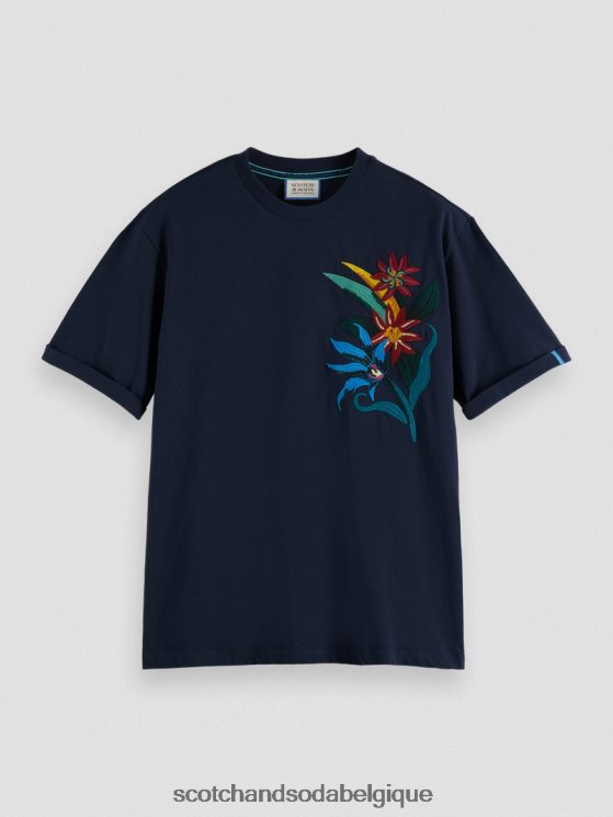 vêtements Scotch & Soda T-shirt coupe décontractée à fleurs brodées- Scotch and Soda outlet nuit 6BZRBF352