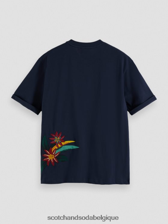 vêtements Scotch & Soda T-shirt coupe décontractée à fleurs brodées- Scotch and Soda outlet nuit 6BZRBF352