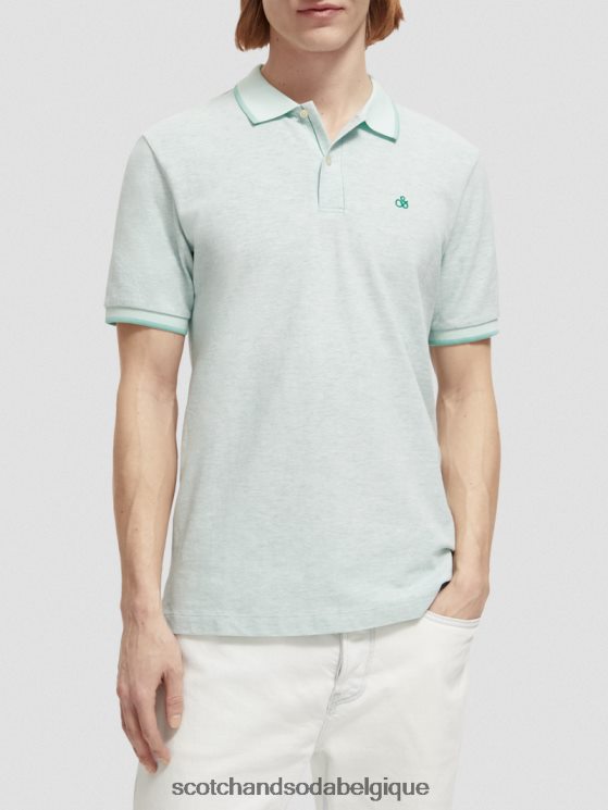 vêtements Scotch & Soda polo en coton biologique- Scotch and Soda Namur mélange de menthe 6BZRBF472