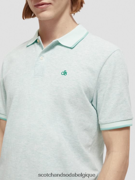 vêtements Scotch & Soda polo en coton biologique- Scotch and Soda Namur mélange de menthe 6BZRBF472