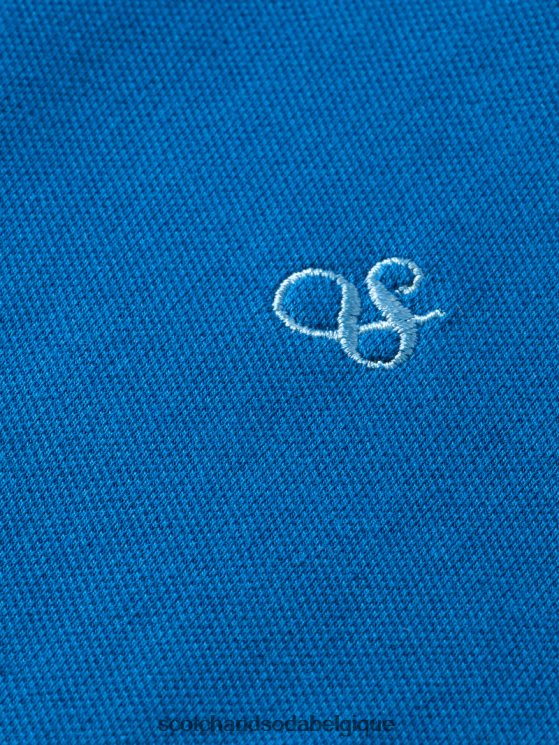 vêtements Scotch & Soda polo en coton biologique à liseré- Scotch and Soda outlet Bleu Riviera 6BZRBF451