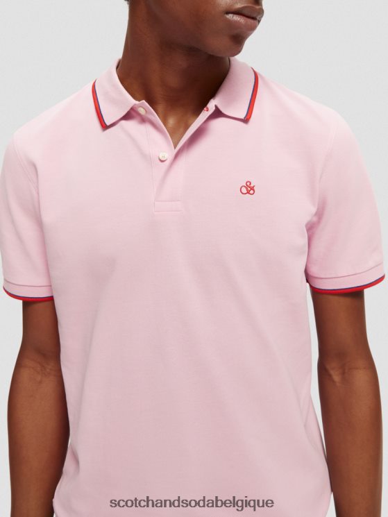 vêtements Scotch & Soda polo en coton biologique à liseré- Scotch and Soda shop near me pierre rose 6BZRBF450