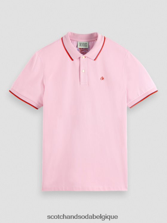vêtements Scotch & Soda polo en coton biologique à liseré- Scotch and Soda shop near me pierre rose 6BZRBF450