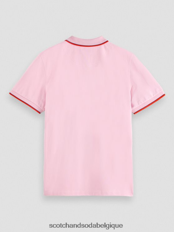 vêtements Scotch & Soda polo en coton biologique à liseré- Scotch and Soda shop near me pierre rose 6BZRBF450
