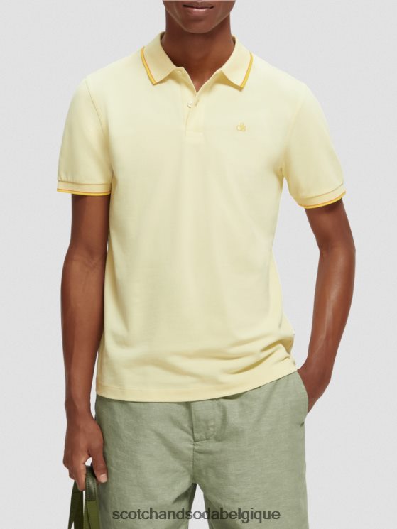 vêtements Scotch & Soda polo en coton biologique à liseré- Scotch and Soda shop online banane 6BZRBF449