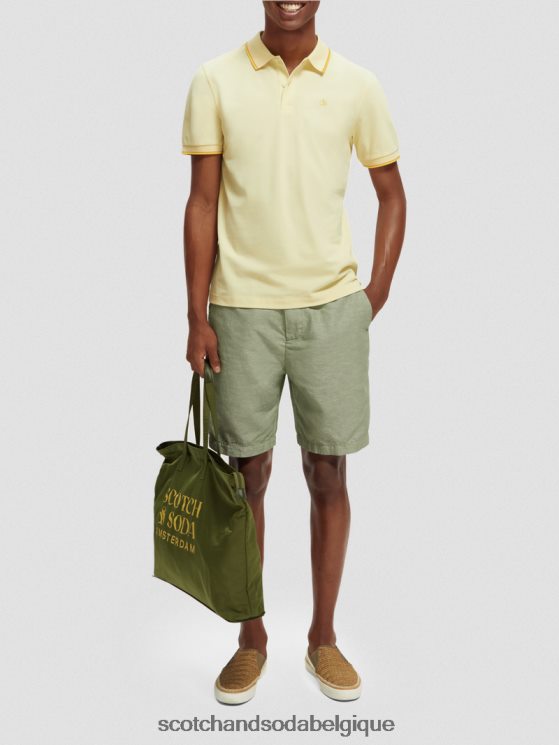 vêtements Scotch & Soda polo en coton biologique à liseré- Scotch and Soda shop online banane 6BZRBF449