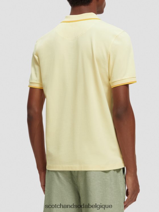 vêtements Scotch & Soda polo en coton biologique à liseré- Scotch and Soda shop online banane 6BZRBF449