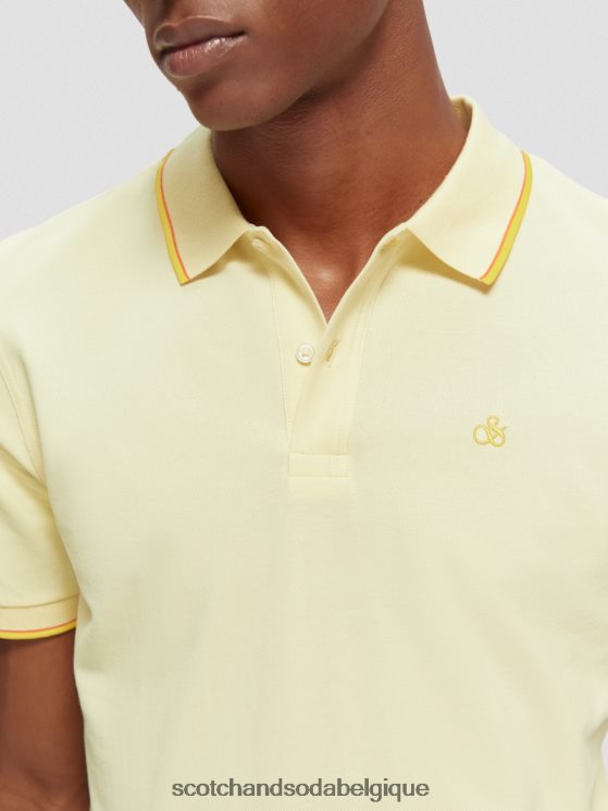 vêtements Scotch & Soda polo en coton biologique à liseré- Scotch and Soda shop online banane 6BZRBF449