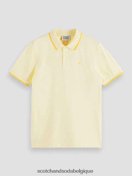 vêtements Scotch & Soda polo en coton biologique à liseré- Scotch and Soda shop online banane 6BZRBF449