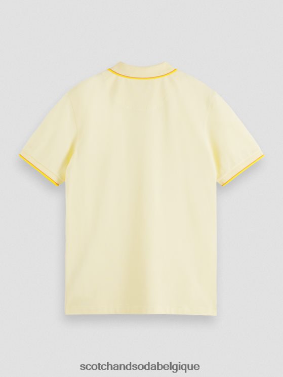 vêtements Scotch & Soda polo en coton biologique à liseré- Scotch and Soda shop online banane 6BZRBF449