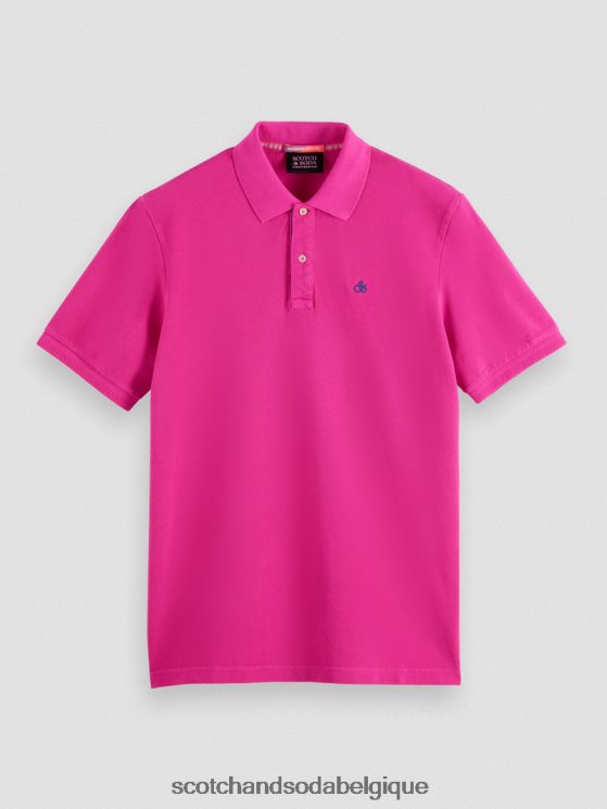 vêtements Scotch & Soda polo en coton biologique piqué teint en pièce- Scotch and Soda Liﾨﾨge cerise 6BZRBF402