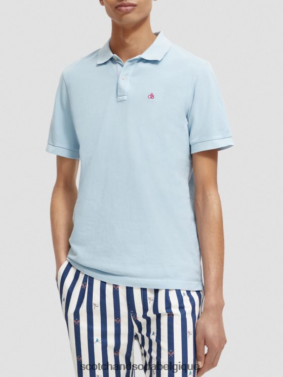 vêtements Scotch & Soda polo en coton biologique piqué teint en pièce- Scotch and Soda femme bleu de mer 6BZRBF401