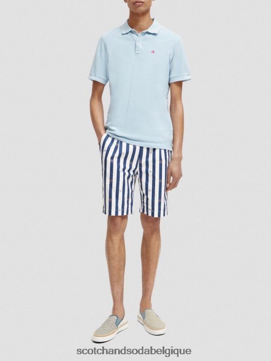 vêtements Scotch & Soda polo en coton biologique piqué teint en pièce- Scotch and Soda femme bleu de mer 6BZRBF401