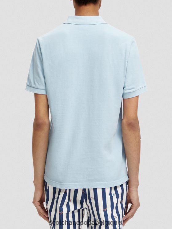 vêtements Scotch & Soda polo en coton biologique piqué teint en pièce- Scotch and Soda femme bleu de mer 6BZRBF401