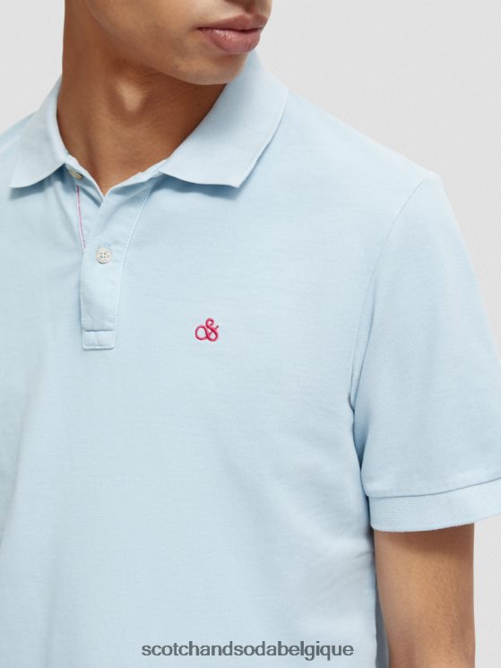 vêtements Scotch & Soda polo en coton biologique piqué teint en pièce- Scotch and Soda femme bleu de mer 6BZRBF401