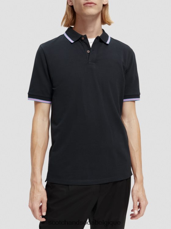 vêtements Scotch & Soda polo piqué à bords contrastants en coton biologique- Scotch and Soda Namur nuit 6BZRBF409