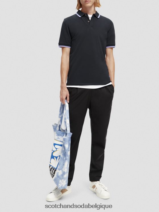 vêtements Scotch & Soda polo piqué à bords contrastants en coton biologique- Scotch and Soda Namur nuit 6BZRBF409