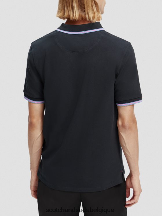 vêtements Scotch & Soda polo piqué à bords contrastants en coton biologique- Scotch and Soda Namur nuit 6BZRBF409