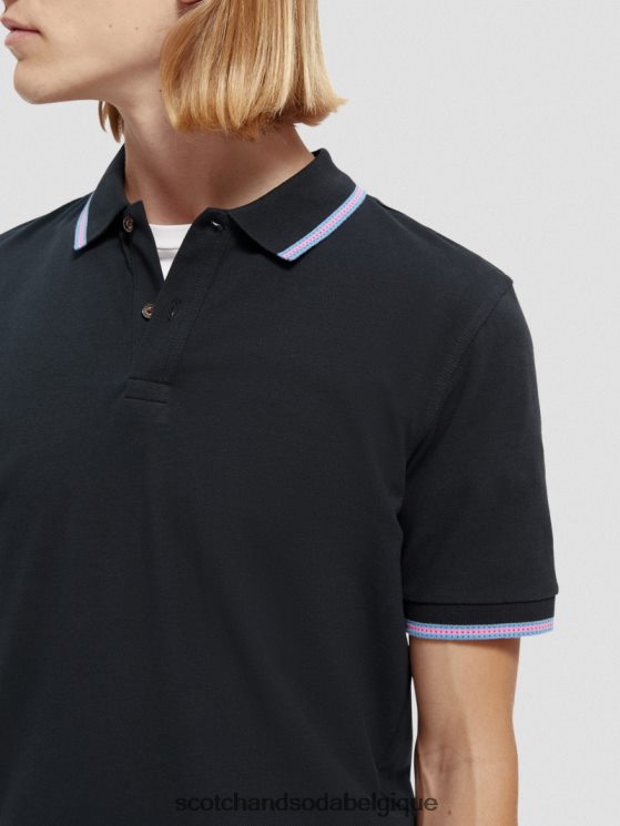 vêtements Scotch & Soda polo piqué à bords contrastants en coton biologique- Scotch and Soda Namur nuit 6BZRBF409