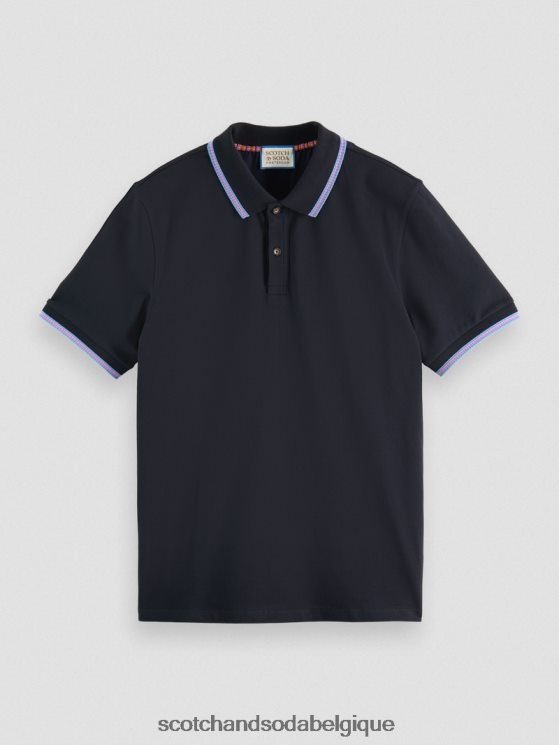 vêtements Scotch & Soda polo piqué à bords contrastants en coton biologique- Scotch and Soda Namur nuit 6BZRBF409