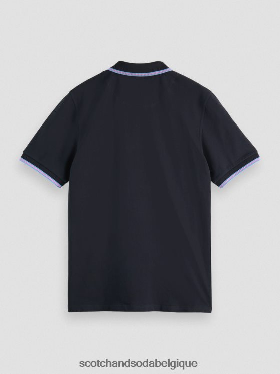 vêtements Scotch & Soda polo piqué à bords contrastants en coton biologique- Scotch and Soda Namur nuit 6BZRBF409