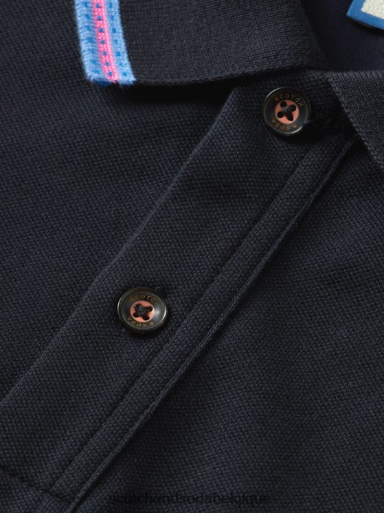 vêtements Scotch & Soda polo piqué à bords contrastants en coton biologique- Scotch and Soda Namur nuit 6BZRBF409