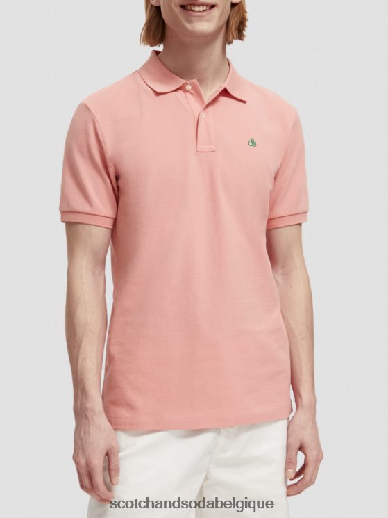 vêtements Scotch & Soda polo piqué en coton biologique- Scotch and Soda Belgique flamant 6BZRBF461