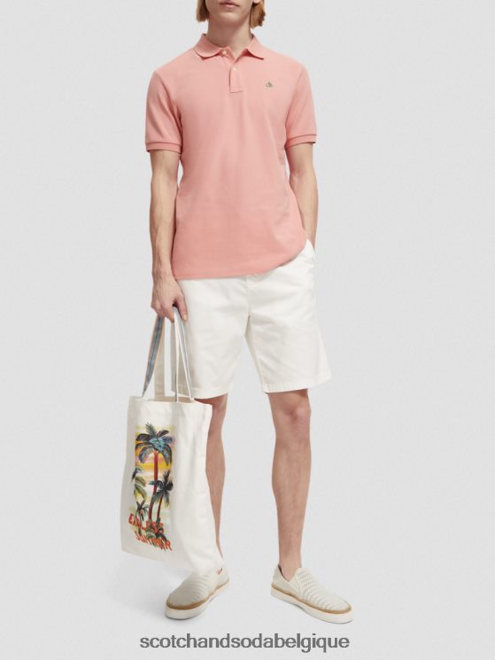 vêtements Scotch & Soda polo piqué en coton biologique- Scotch and Soda Belgique flamant 6BZRBF461