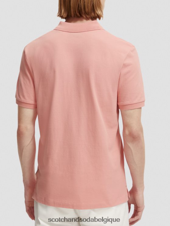 vêtements Scotch & Soda polo piqué en coton biologique- Scotch and Soda Belgique flamant 6BZRBF461