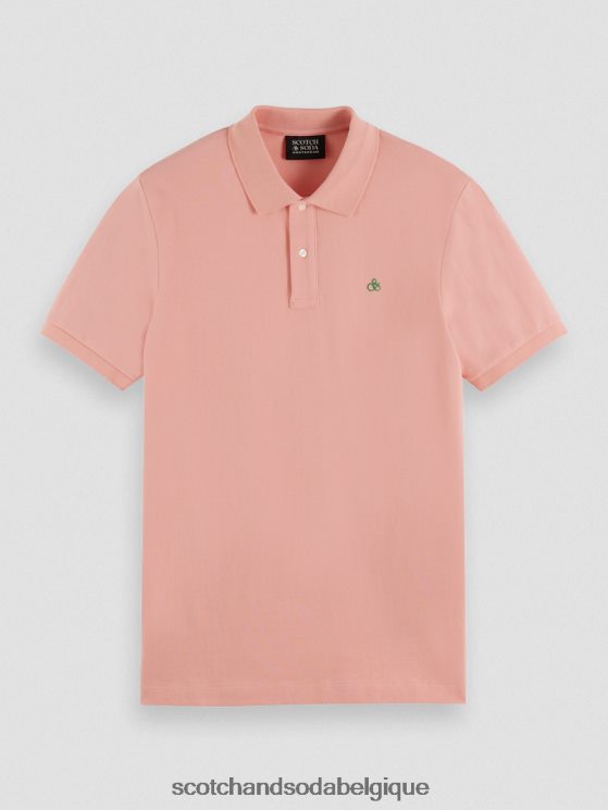 vêtements Scotch & Soda polo piqué en coton biologique- Scotch and Soda Belgique flamant 6BZRBF461
