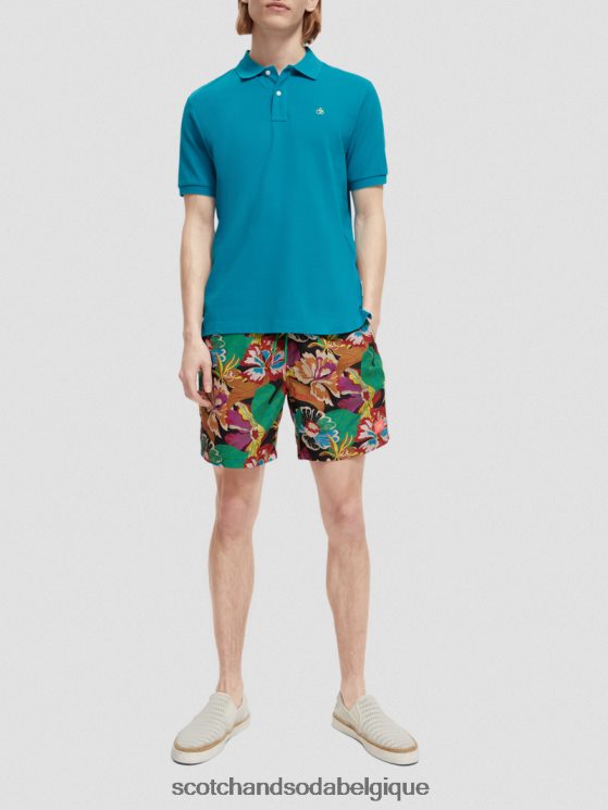 vêtements Scotch & Soda polo piqué en coton biologique- Scotch and Soda Liﾨﾨge turquoise 6BZRBF465