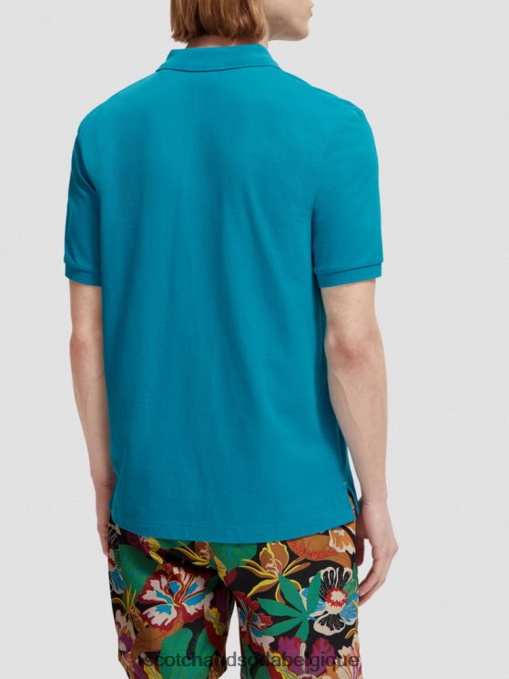 vêtements Scotch & Soda polo piqué en coton biologique- Scotch and Soda Liﾨﾨge turquoise 6BZRBF465