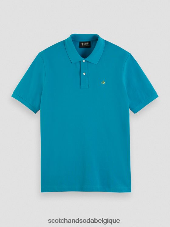 vêtements Scotch & Soda polo piqué en coton biologique- Scotch and Soda Liﾨﾨge turquoise 6BZRBF465
