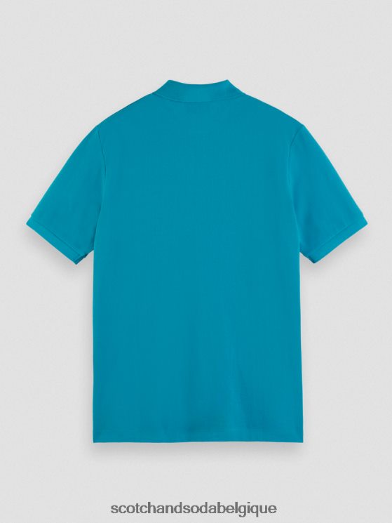 vêtements Scotch & Soda polo piqué en coton biologique- Scotch and Soda Liﾨﾨge turquoise 6BZRBF465