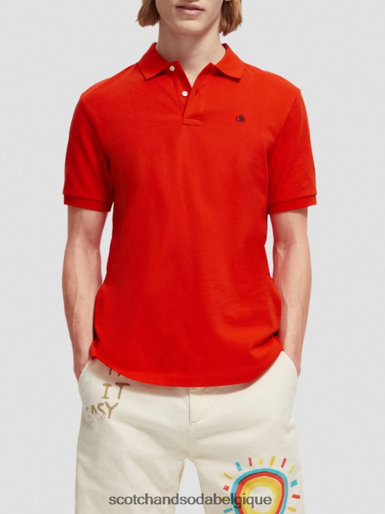 vêtements Scotch & Soda polo piqué en coton biologique- Scotch and Soda Namur piment rouge 6BZRBF463