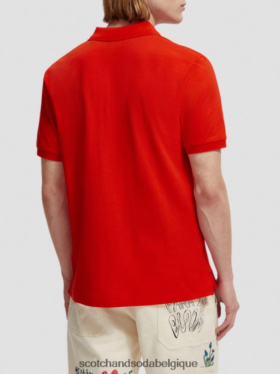 vêtements Scotch & Soda polo piqué en coton biologique- Scotch and Soda Namur piment rouge 6BZRBF463