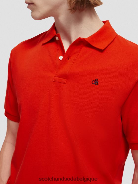 vêtements Scotch & Soda polo piqué en coton biologique- Scotch and Soda Namur piment rouge 6BZRBF463