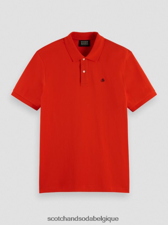 vêtements Scotch & Soda polo piqué en coton biologique- Scotch and Soda Namur piment rouge 6BZRBF463