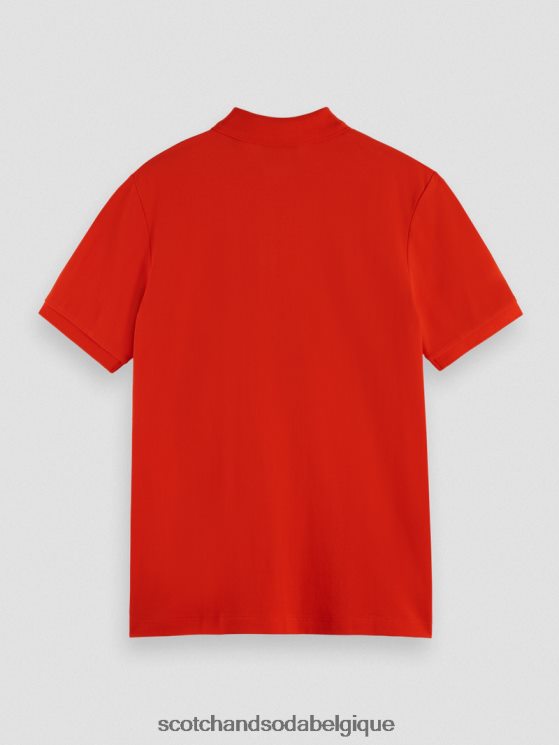 vêtements Scotch & Soda polo piqué en coton biologique- Scotch and Soda Namur piment rouge 6BZRBF463