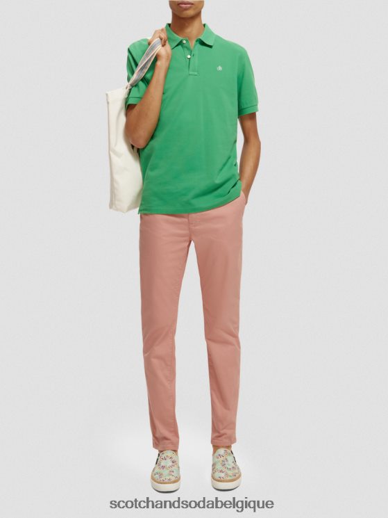 vêtements Scotch & Soda polo piqué en coton biologique- Scotch and Soda outlet vert amazonien 6BZRBF460